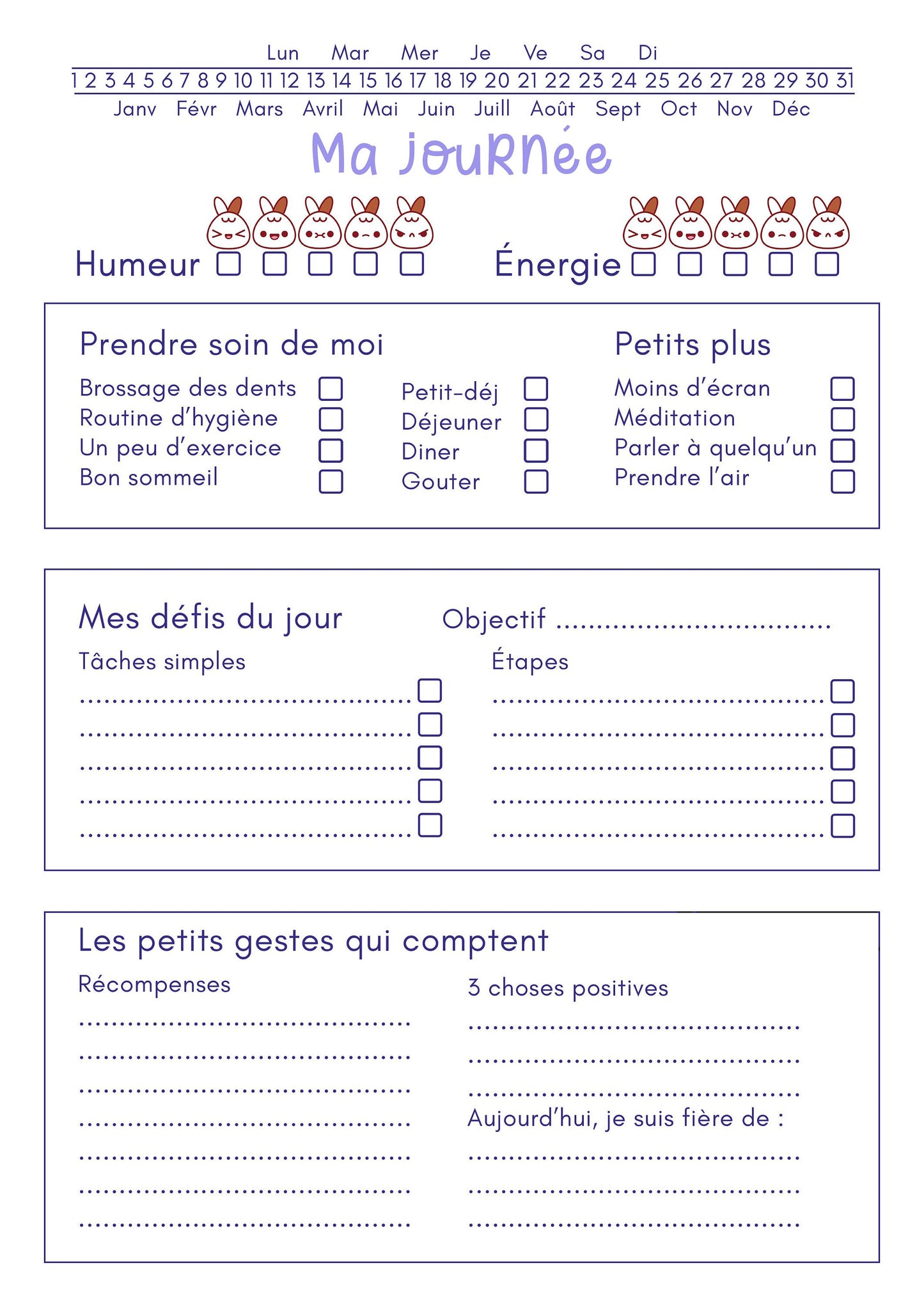 Suivi d’Humeur & Organisateur de Journée TDAH