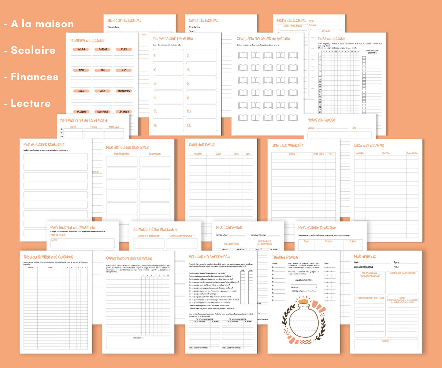 Planificateur TDAH spécial enfants, idéal primaire et collège