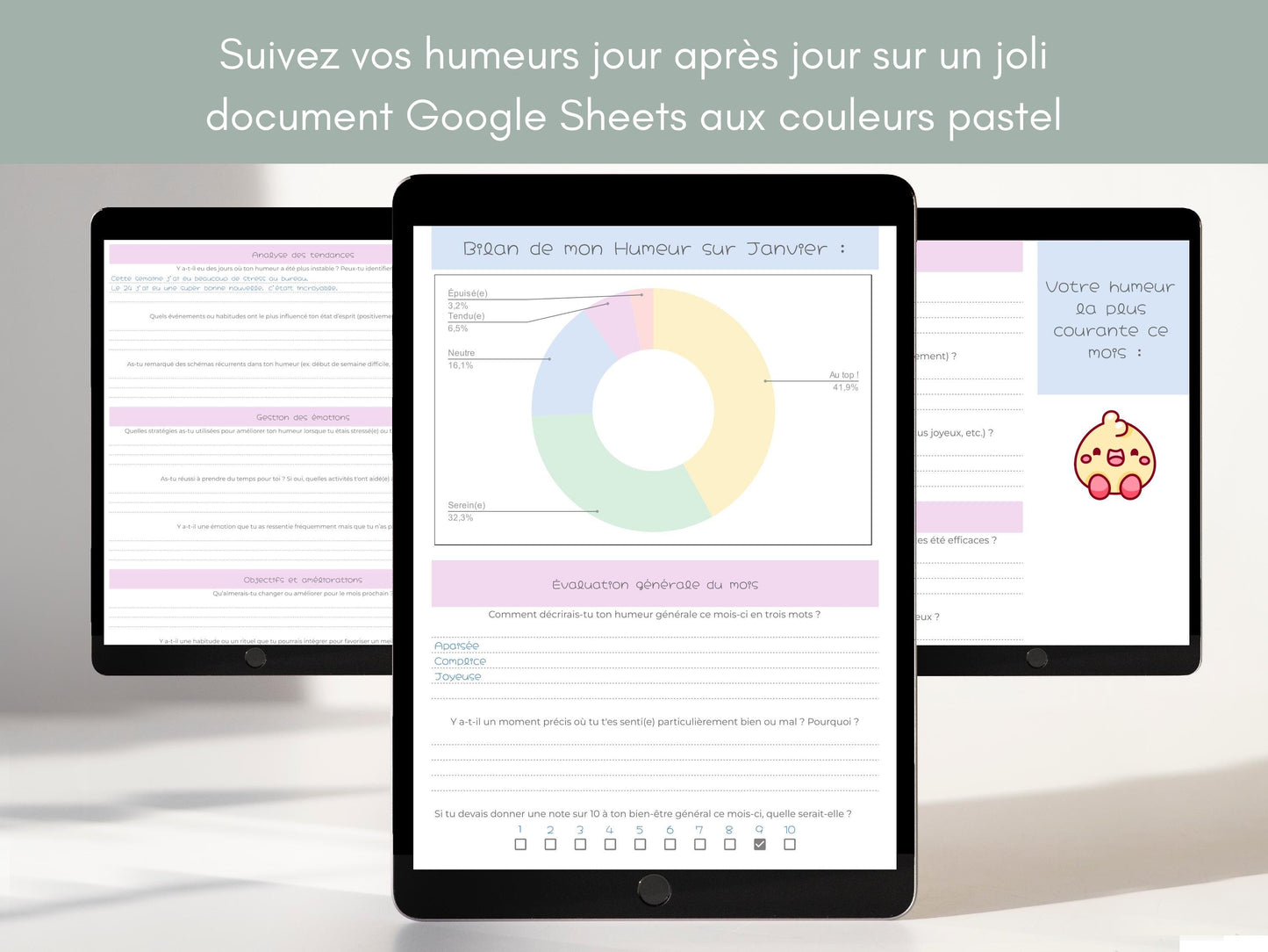 Fichier Google Sheets de Suivi d'humeur mensuel et annuel