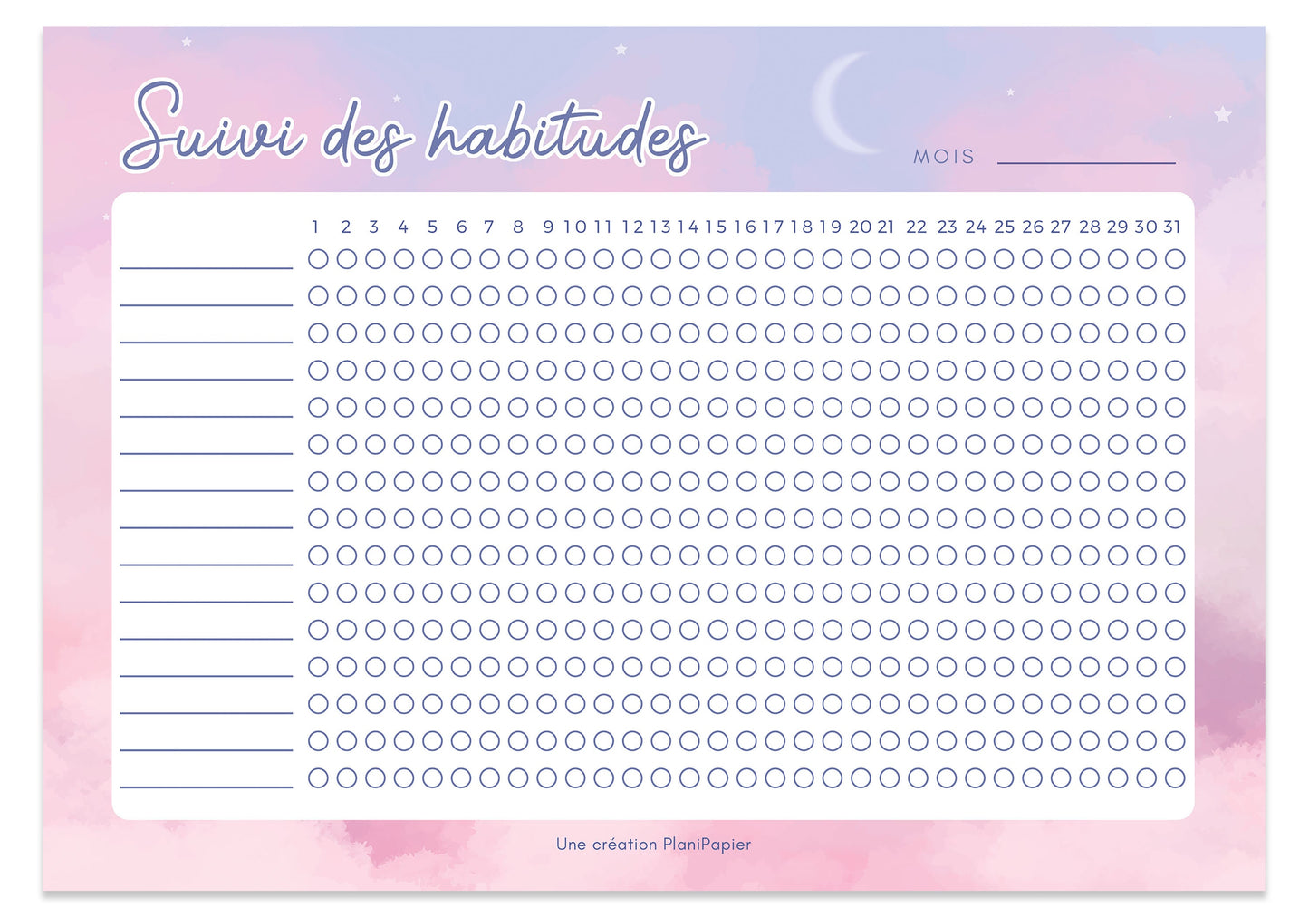 Feuille de Suivi des habitudes mensuel