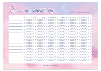 Feuille de Suivi des habitudes mensuel