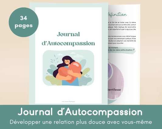 Journal d'Autocompassion – PDF de Réflexion & Bien-être émotionnel