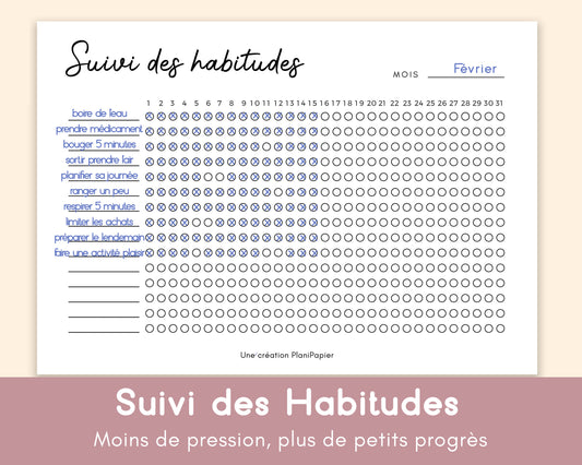 Feuille de Suivi des habitudes mensuel