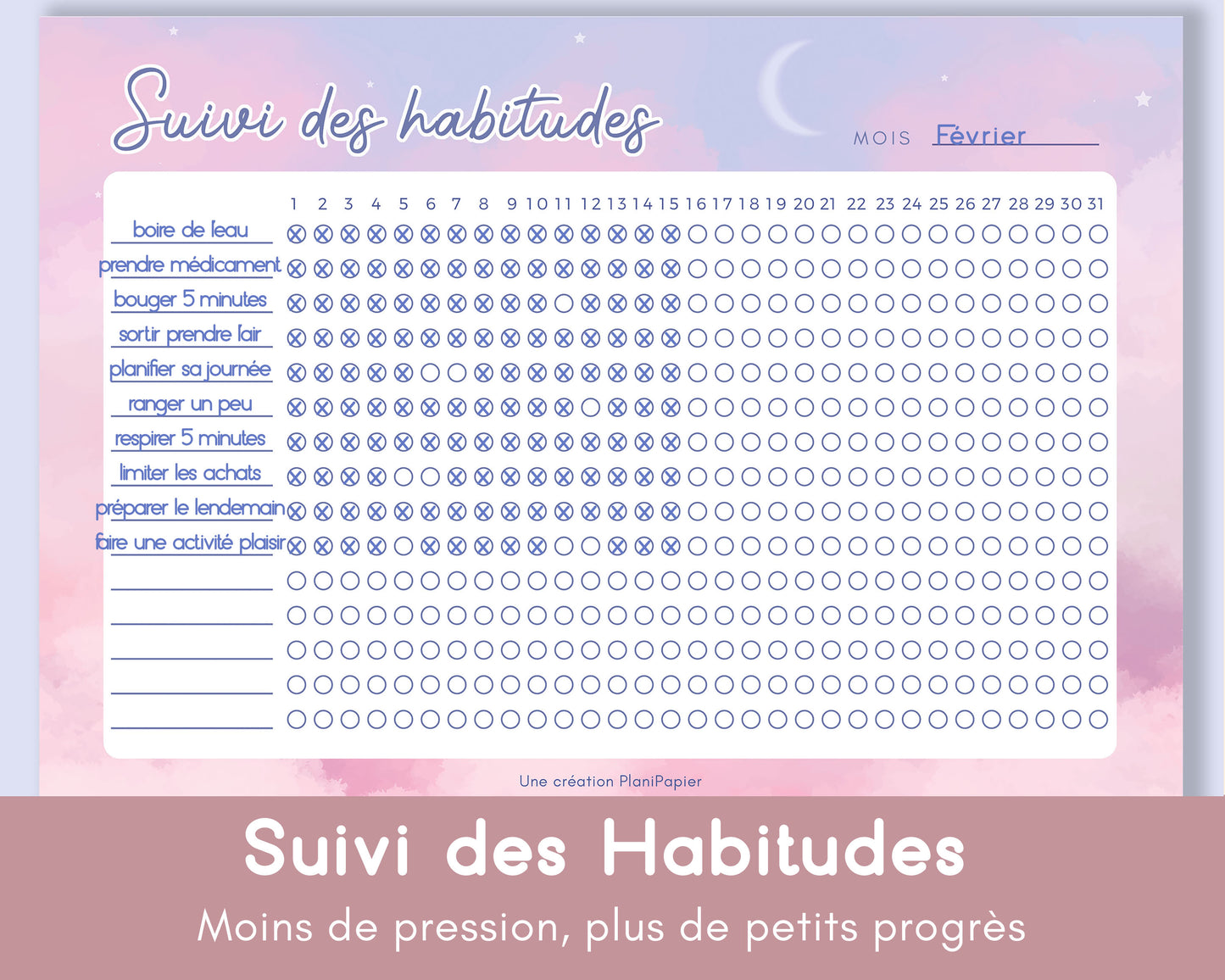 Feuille de Suivi des habitudes mensuel