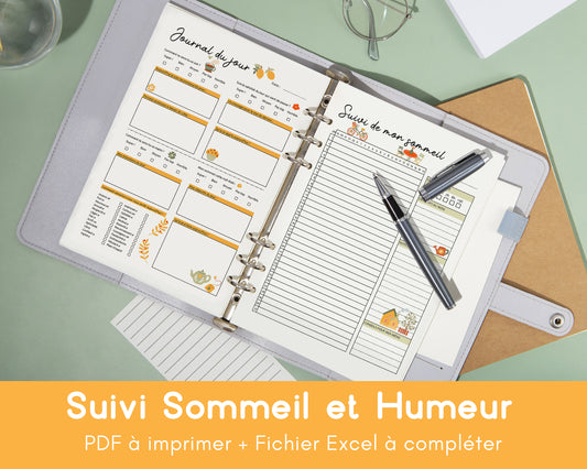Suivi d’Humeur & de Sommeil – Excel + PDF imprimable