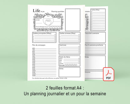 Planificateur quotidien et hebdomadaire sous forme de Jeu de rôle