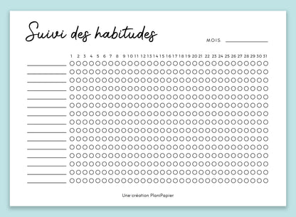 Feuille de Suivi des habitudes mensuel