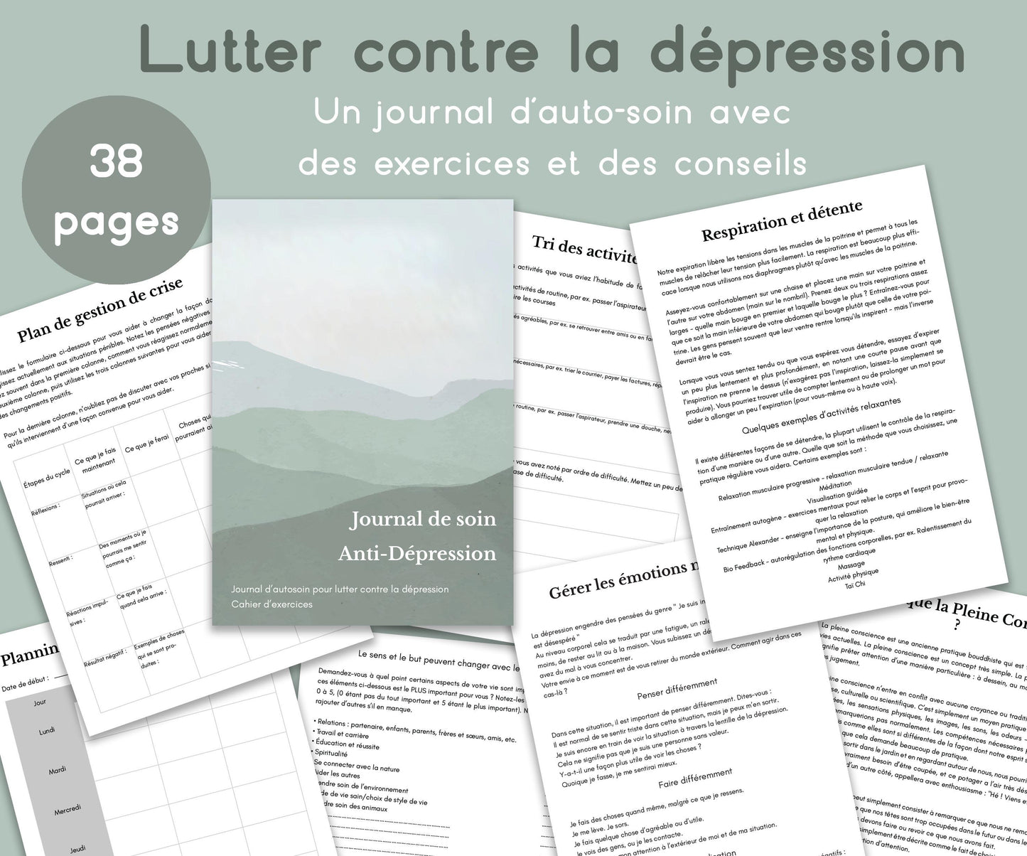 Journal d'autosoin anti dépression, PDF imprimable