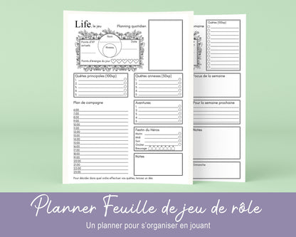 Planificateur quotidien et hebdomadaire sous forme de Jeu de rôle