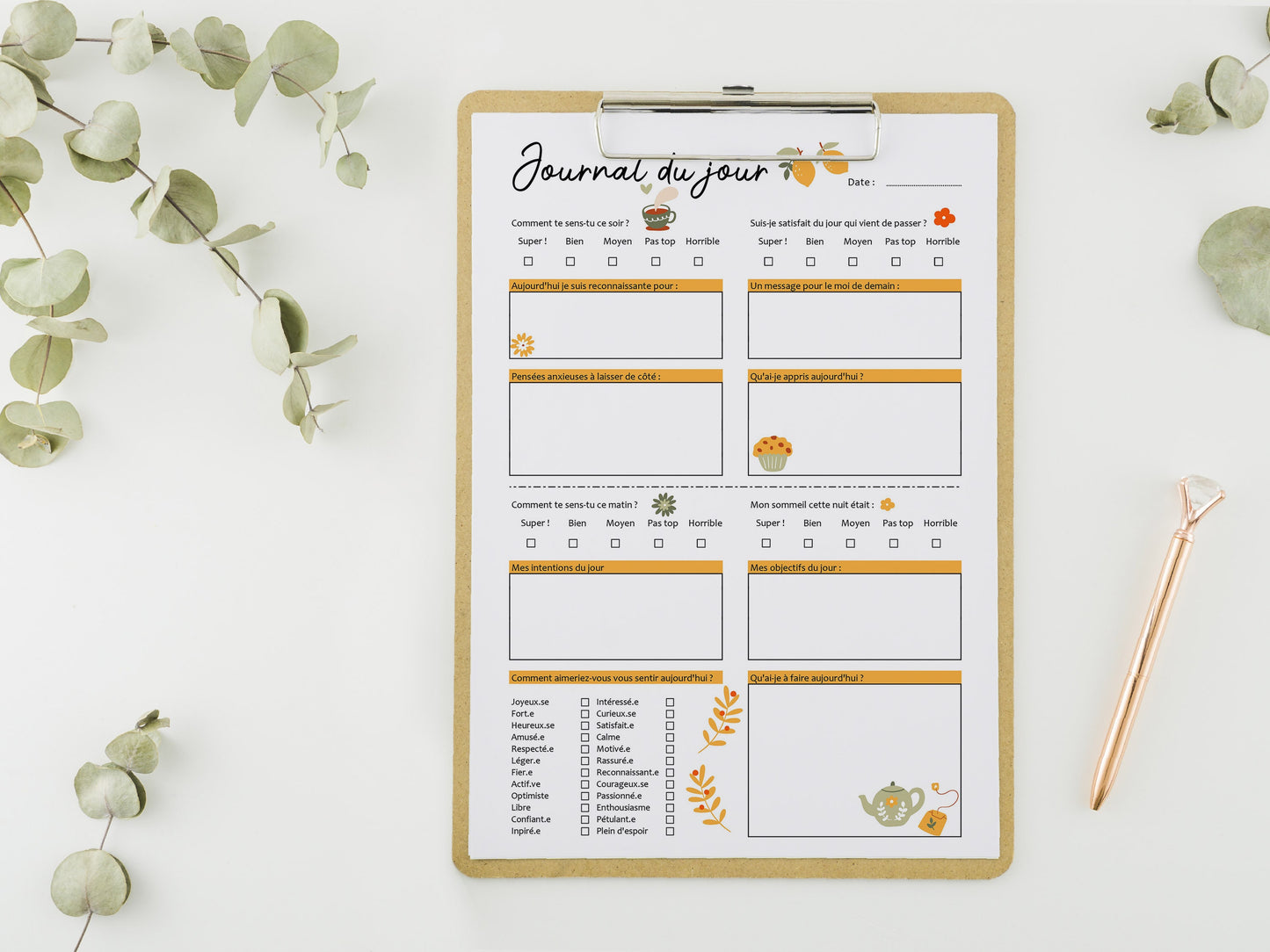 Suivi d’Humeur & de Sommeil – Excel + PDF imprimable