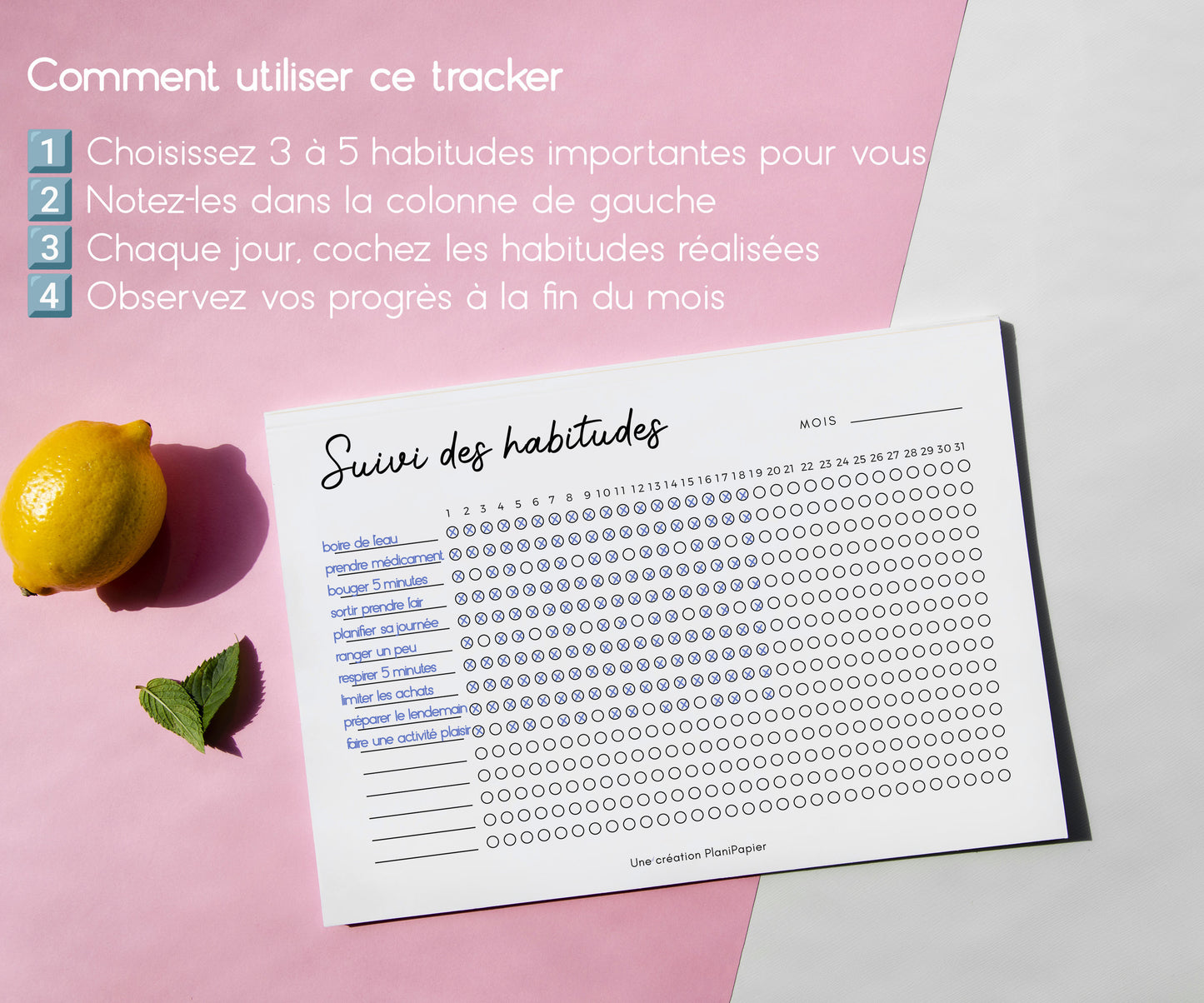 Feuille de Suivi des habitudes mensuel