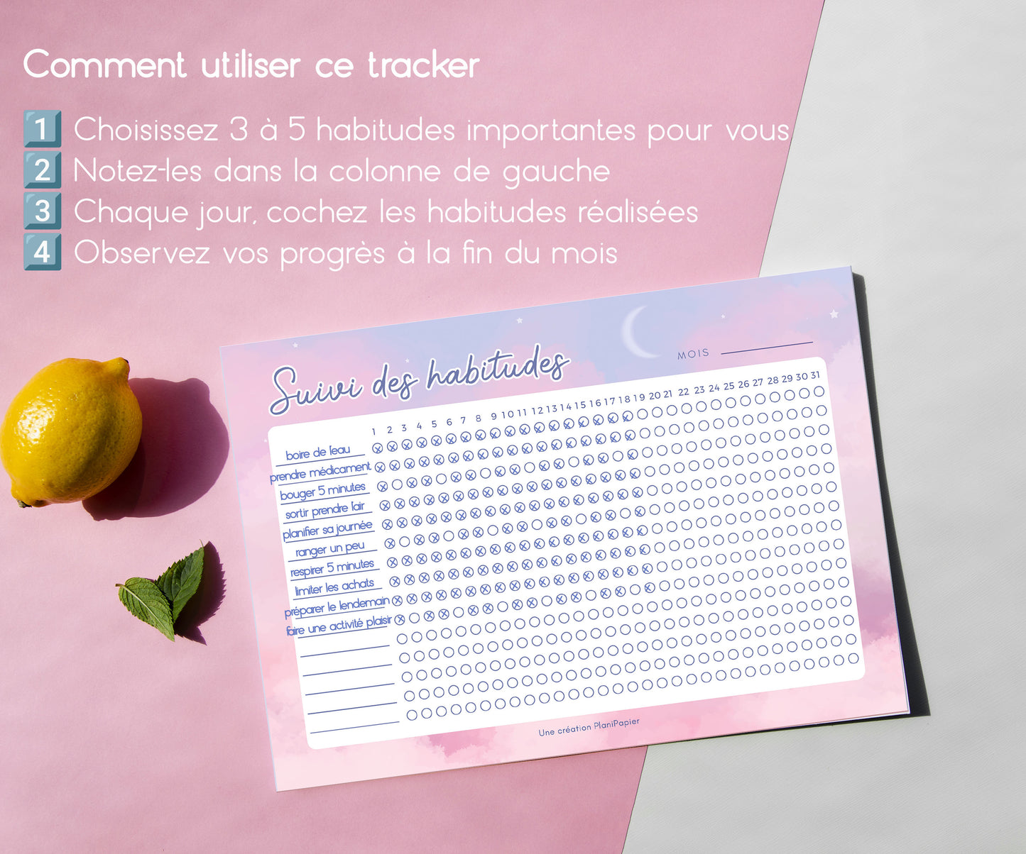 Feuille de Suivi des habitudes mensuel