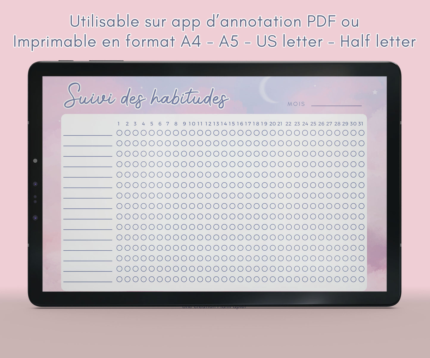 Feuille de Suivi des habitudes mensuel