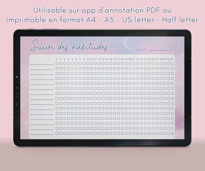 Feuille de Suivi des habitudes mensuel
