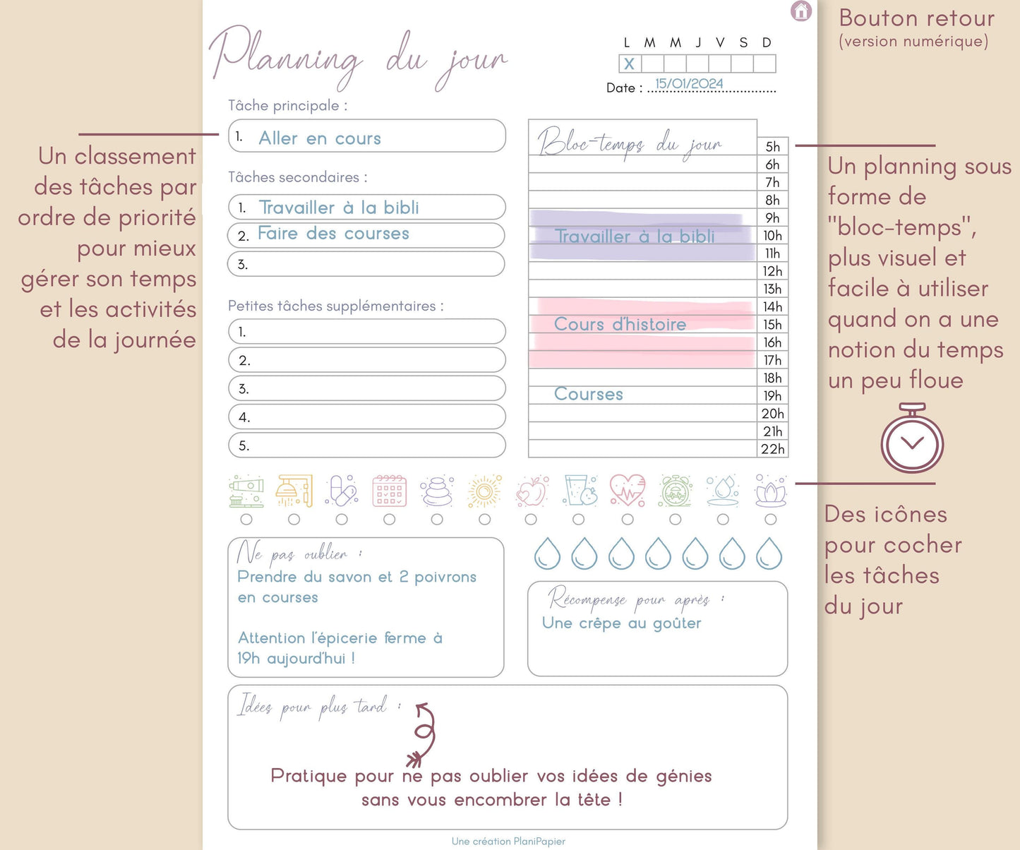 Journal d'aide pour le TDAH en français, PDF imprimable