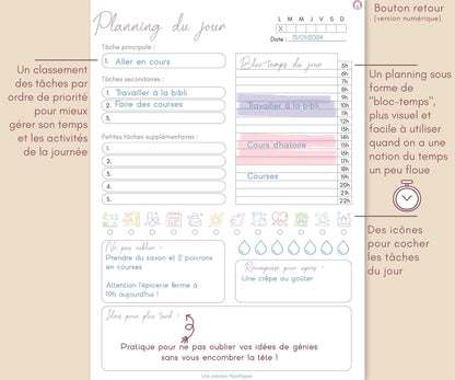 Journal d'aide pour le TDAH en français, PDF imprimable